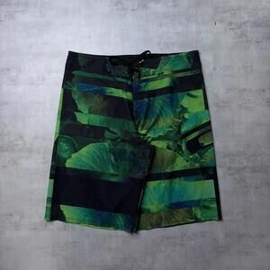Y2K Green Oakley Grunge Surf Baggy Board Shorts